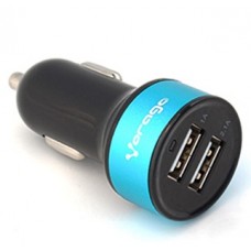 CARGADOR P/AUTO 2 PTOS USB AZUL VORAGO AU-102