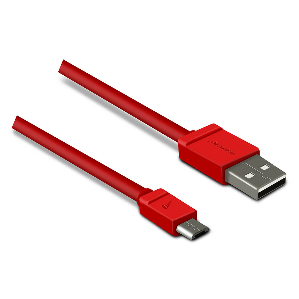 CABLE USB A MICRO USB ACTECK TECK TO GO RT-0202 1 METRO CC-001 ROJO