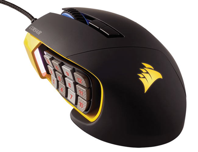 MOUSE CORSAIR SCIMITAR PRO RGB YELLOW 16000 DPI MOBA/MMO CH-9304011-NA