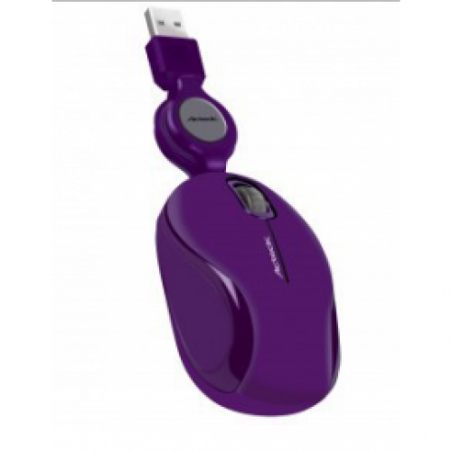 MINI MOUSE OPTICO ACTECK RETRACTIL USB MR-300 MORADO AC-01011