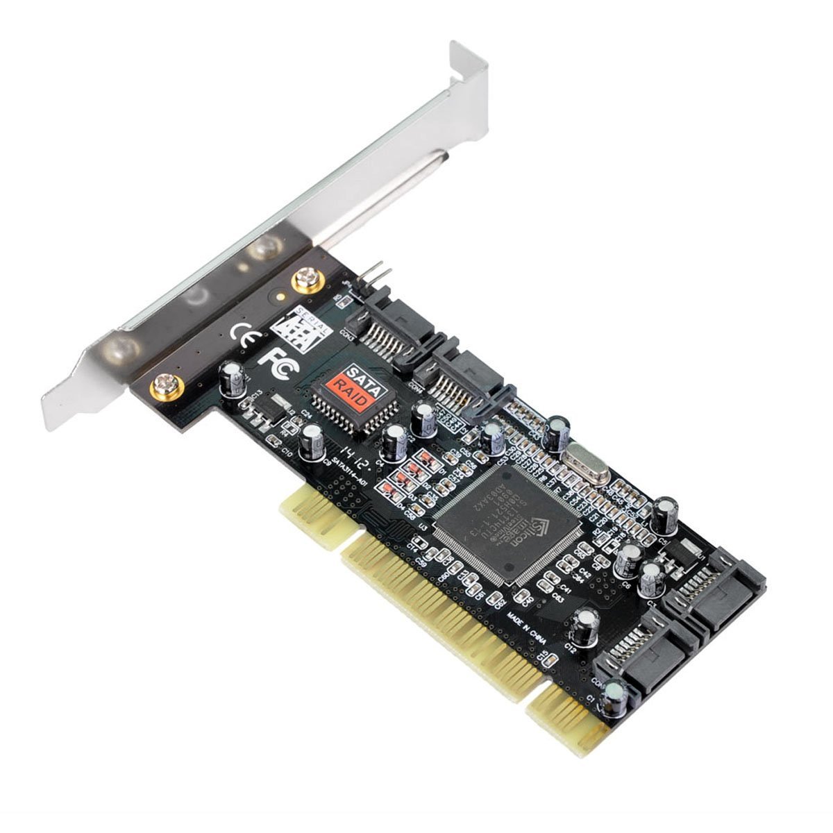 SEMLOS 4 PORTS PCI SATA INTERNAL RAID CONTOLLER CARD SIL3114 WITH 2 SATA CABLES