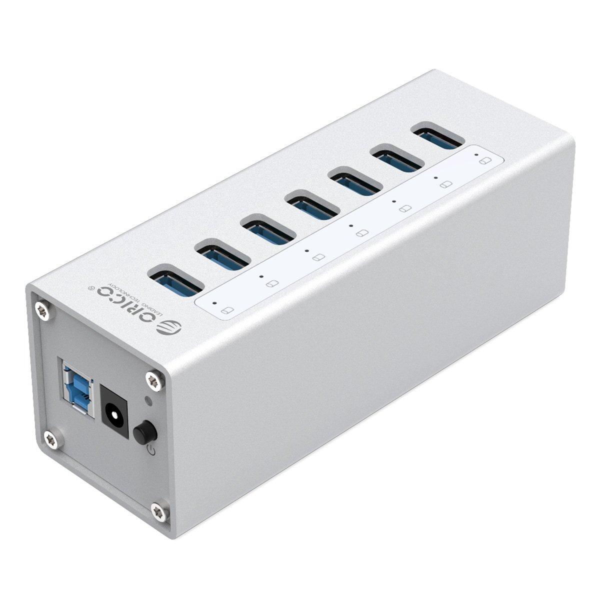 ORICO 7 puertos de aluminio USB 3.0 HUB con adaptador de corriente 12V2.5A y 3.3 pies