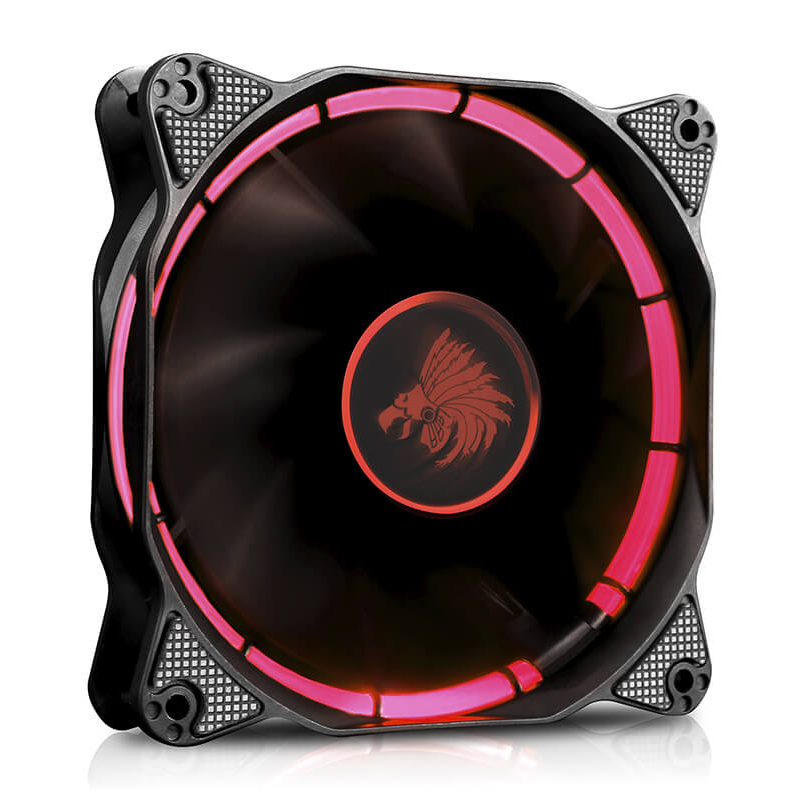 PIXXO CA FANHALO1 EAGLE WARRIOR VENTILADOR GABINETE GAMING HALO 12CM TUBO DE LED DE COLOR ROJO CONECTOR DE 4 PINES