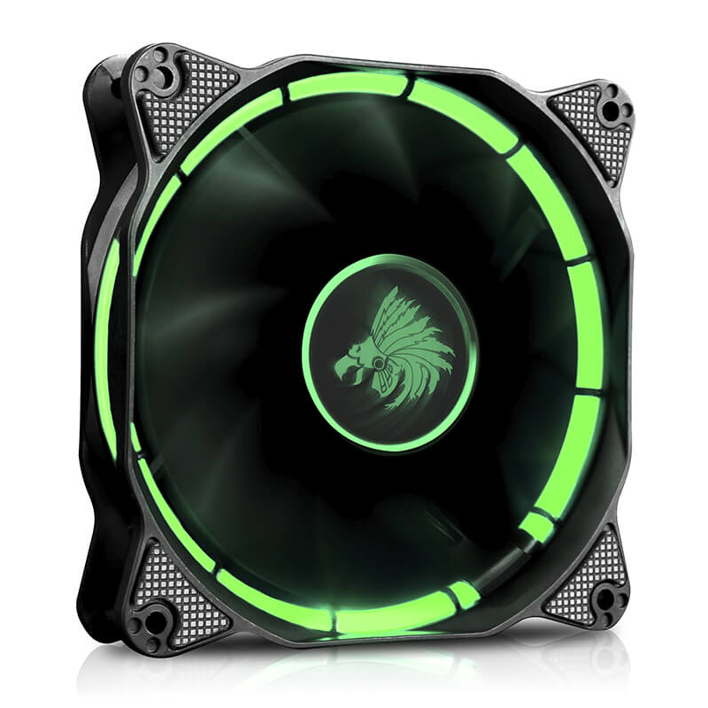 PIXXO CA FANHALO3 EAGLE WARRIOR VENTILADOR GABINETE GAMING HALO 12CM TUBO DE LED DE COLOR VERDE CONECTOR DE 4 PINES