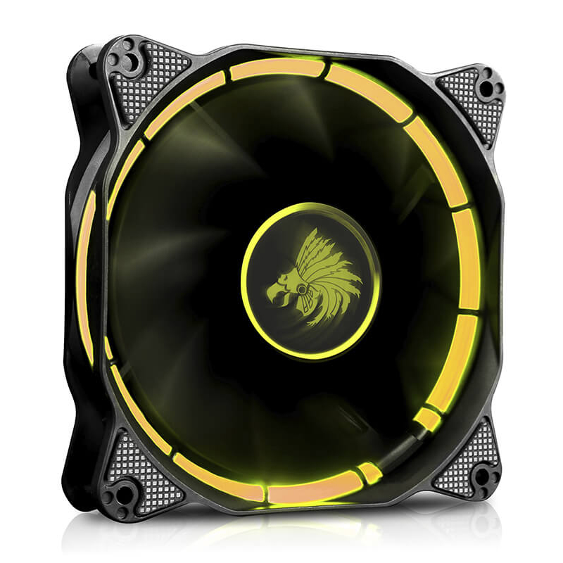 PIXXO CA FANHALO4 EAGLE WARRIOR VENTILADOR GABINETE GAMING HALO 12CM TUBO DE LED DE COLOR AMARILLO CONECTOR DE 4 PINES