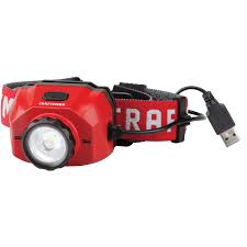 CRAFTSMAN CMXLHB5 LINTERNA FRONTAL LED DE IONES DE LITIO RECARGABLE DE 500 LÚMENES CON MANOS LIBRES CON DIADEMA AJUSTABLE Y LENTE DE ENFOQUE