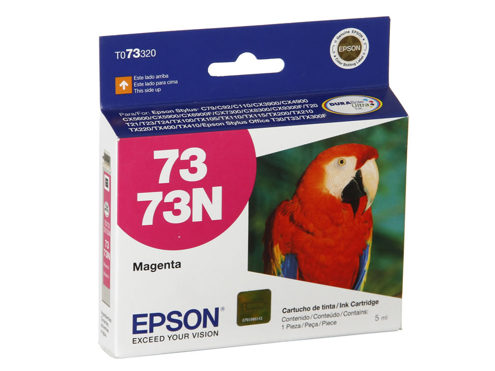 CARTUCHO EPSON MODELO 73N MAGENTA, PARA C92, C110, CX3900, CX5600, T20, T21, T30, TX100, TX110, TX200