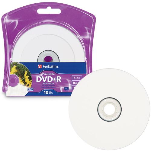 DVD+R VERBATIM 4.7GB 16X IMPRIMIBLE BLANCO TORRE C/10 96940