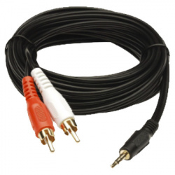 EPCOM CABLE AUX 3.5MM MACHO - 2X RCA MACHO, 1.83 METROS, NEGRO