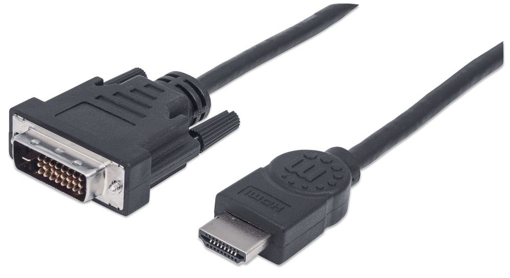 MANHATTAN CABLE HDMI MACHO - DVI-D 24+1 MACHO, 1080P, 60HZ, 1.8 METROS, NEGRO