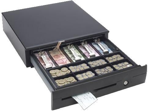 ENTEC/FRONT PV DRW-26/T CAJON DE EFECTIVO / GAVETA DE VALORES METALICA 5 BILLETES 8 MONEDAS C/ SUJETADORES METALICOS C/CERRADURA COLOR NEGRO