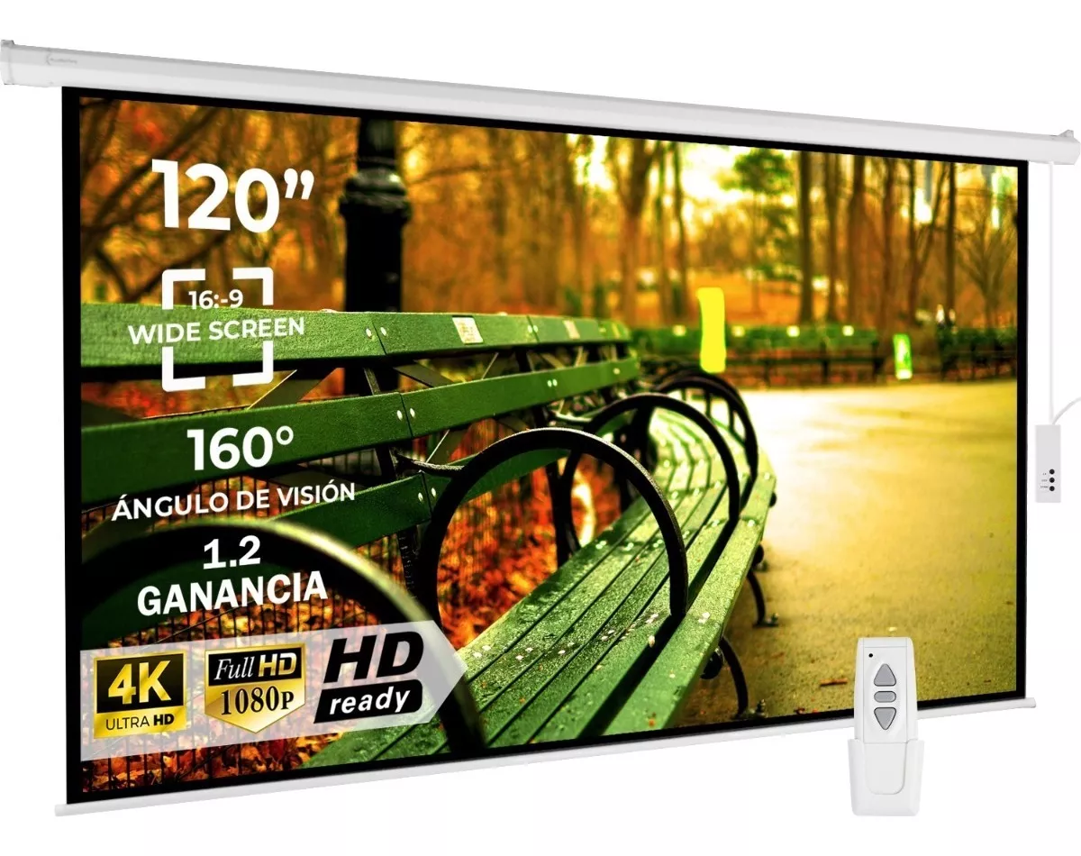 PANTALLA ELECTRICA PROYECCION 120 PULGADAS HD 1080P 16:9 RETRACTIL