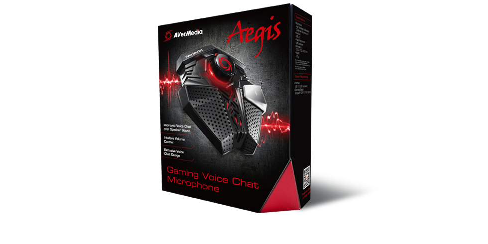 AVERMEDIA MM GM310 GAMING MICROPHONE USB 2.0 USB BUS-POWER AEGIS SPEAKER SOUND SUPPRESSION TECHNOLOGY UP TO 60 CM 48,000 Hz 16 BITS 110 db SPL WindowsÂ® 10 / 8.1 / 7(64/32 bit)