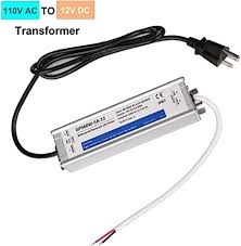 TRANSFORMADOR DE FUENTE DE ALIMENTACIÓN LED, 60 W, 110 V CA A 12 V CC, SALIDA DE BAJO VOLTAJE CON ENCHUFE DE 3 CLAVIJAS Y CABLE DE 3,6 PIES PARA USO EN INTERIORES Y EXTERIORES