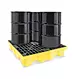 TARIMA PARA CONTROL DE DERRAMES PARA 4 TAMBOS DIMENSIONES LARGO x ANCHO x ALTO 49 x 49 x 11" CAP. DE
CARGA (LBS.) 6,000