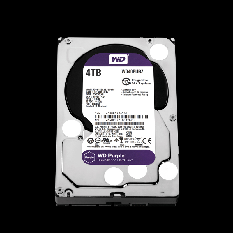 WESTERN DIGITAL WD40PURZ PURPLE 4TB SATA 3.5, SUPPORT 4K