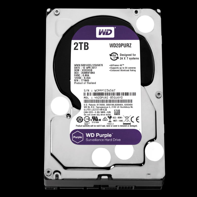 WESTERN DIGITAL WD20PURZ PURPLE 2TB SATA 3.5, SUPPORT 4K