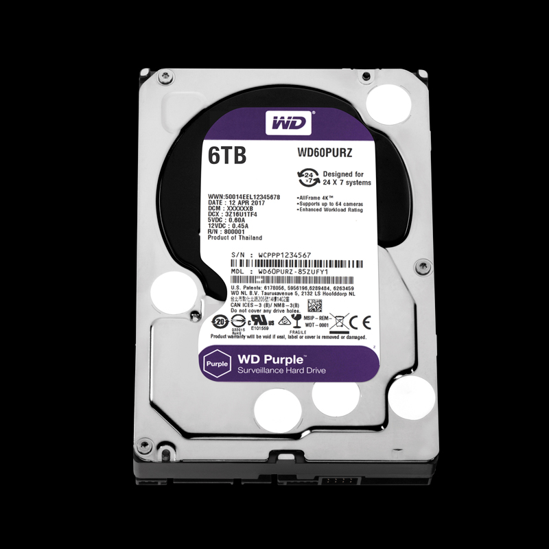 WESTERN DIGITAL WD60PURZ PURPLE 6TB SATA 3.5, SUPPORT 4K