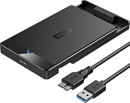 Meofia Carcasa de Disco Duro,Caja de Disco Duro USB 3.0 con UASP Integrado,Compatible con 2.5 HDD SSD SATA I/II/III de 7mm 9.5mm, 6TB MAX con 30CM Cable Extraíble