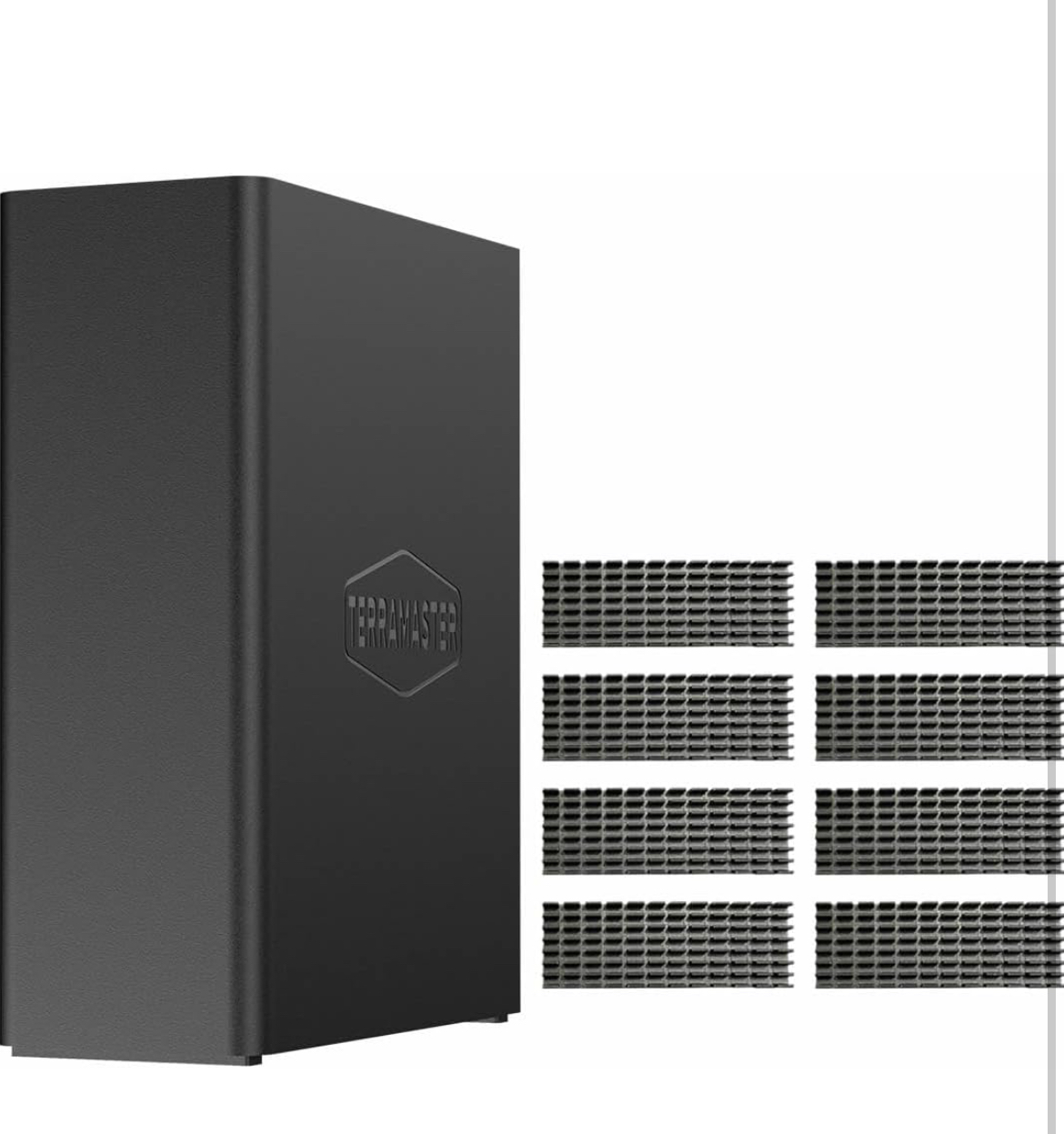 TERRAMASTER F8 SSD PLUS NAS - 8BAY ALL SSD NAS STORAGE CORE I3 8-CORE 8-CORE 8-THREAD CPU, 16 GB DDR5 RAM, PUERTO DE 10 GBE, 8 DISIPADORES DE CALOR INCLUIDOS, ALMACENAMIENTO CONECTADO A RED DEL TAMAÑO