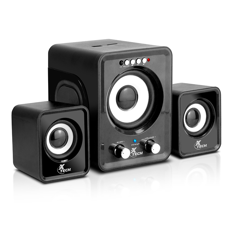 XTECH MM XTS-375BK BOCINAS 2.1 channel CONECTOR USB Y 3.5mm  USB and MicroSD playback RMS 12 watts