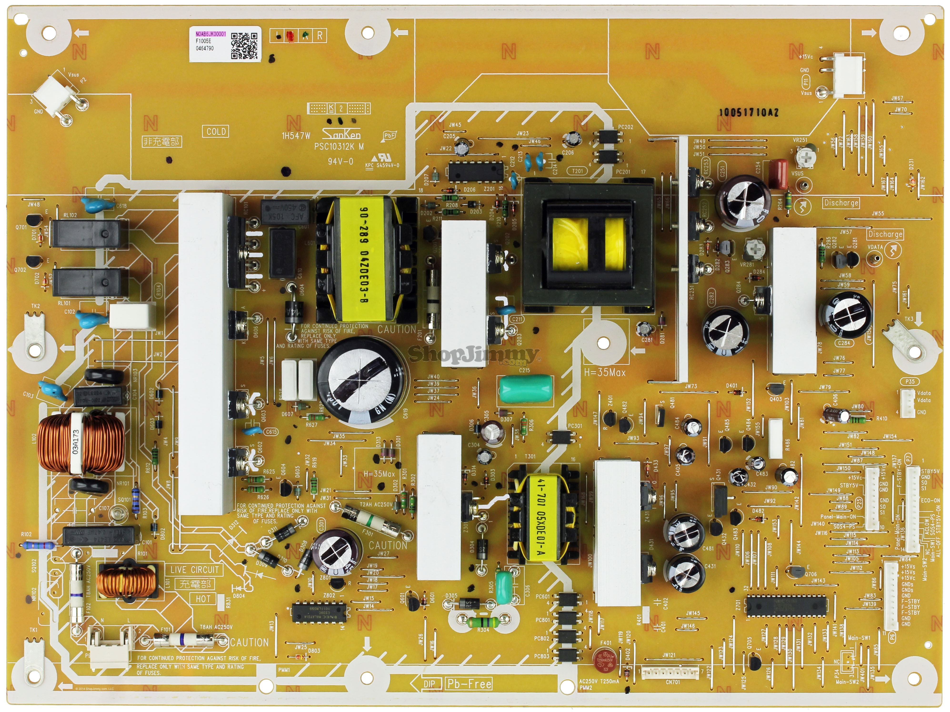 PANASONIC / SANYO N0AB6JK00001 (1H547W) TARJETA FUENTE DE PODER DP42740 DP50710 DP50740