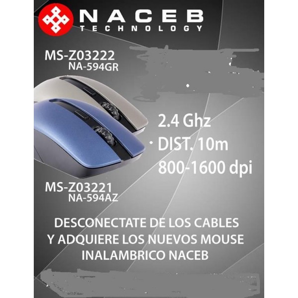 NACEB MS NA-594GR MOUSE INALAMBRICO GRIS