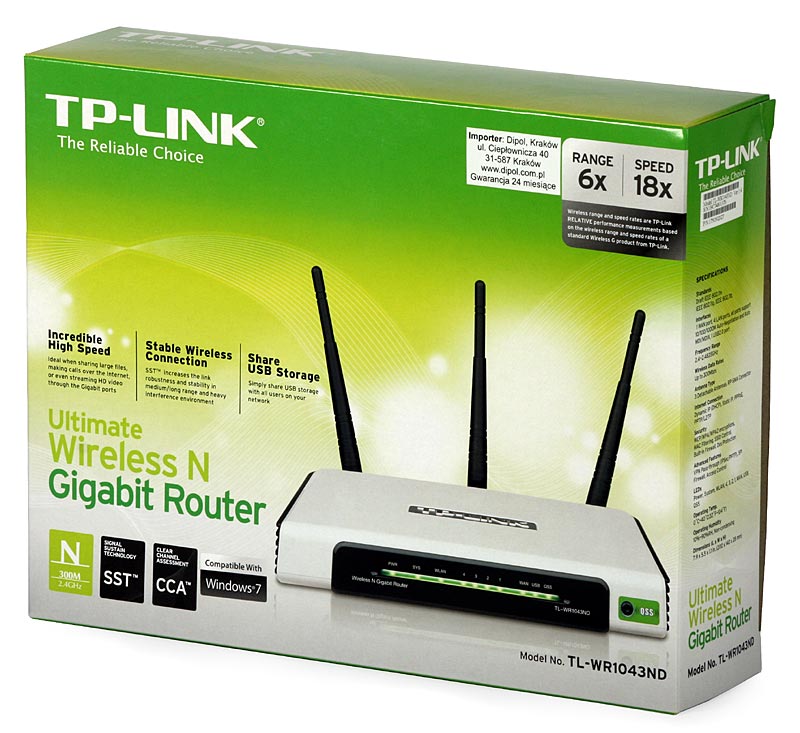 TP-LINK NP TL-WR1043ND ROUTER GIGABIT INALAMBRICO N 300 MBPS 4 PUERTOS 1 USB 3 ANTENAS DESMONTABLES