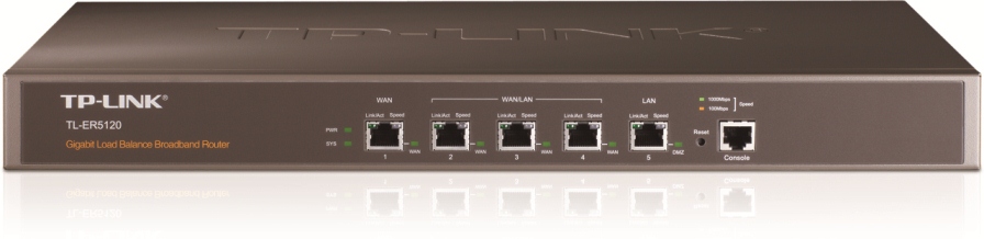 TP-LINK NP TL-ER5120 5-port Gigabit Multi-WAN Load Balance Router for Small and Medium Business, including 3 Configurable WAN/LAN Ports, 1 Hardware DMZ port.