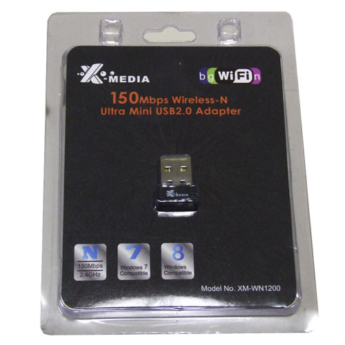 X-MEDIA NP XM-WN1200, WIRELESS N ULTRA MINI USB 2.0 ADAPTER COMPRATIBLE 802.11 B/G, SUPPORT 64/128 BITS, WEP, WPA/WPA2