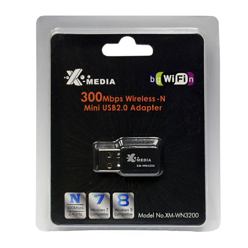 X-MEDIA NP XM-WN3200 MINI USB 2.0 ADAPTER 300MBPS WIRELESS N, COMPATIBLE 802.11 B/G, SUPPORT 64/128 BITS WEP, WPA/WPA2