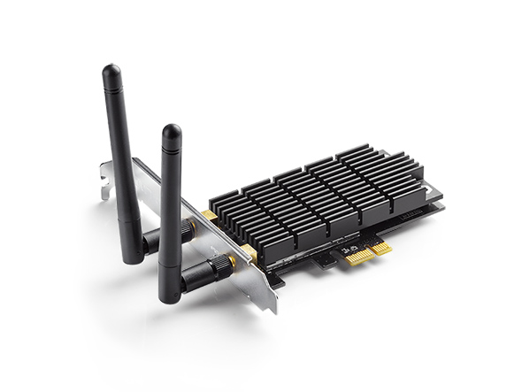 TP-LINK NP Archer T6E  AC1300 Dual Band Wireless PCI Express Adapter, Broadcom, 2T2R, 867Mbps at 5GHz + 400Mbps at 2.4GHz, 802.11ac/a/b/g/n, 2 detachable antennas