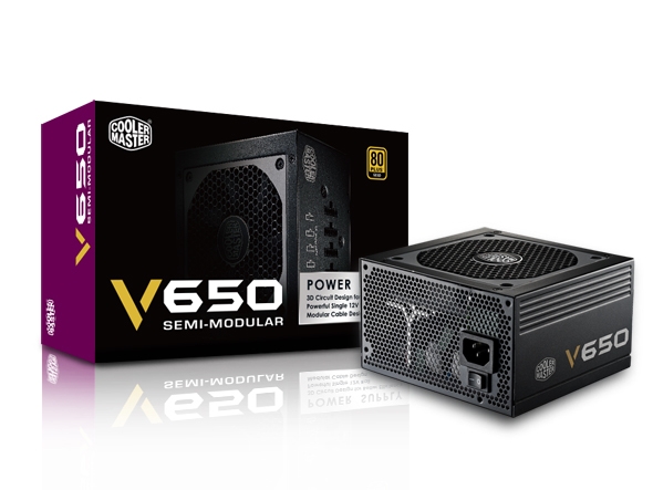 CM PW V650 RS650-AMAAG1-S1 SEMI-MODULAR 80 PLUS Gold 90%  ATX 12V V2.31 650W MB 20+4 Pin x 1 PCI-e 6+2 Pin x 2