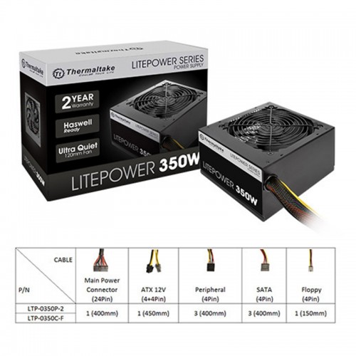 THE PW PS-LTP-0350NNCNUS-F LITEPOWER 350W ATX 120mm Fan: 1600Â±10% RPM MB 24PIN SATA 4PIN ATX 12V 4+4 PIN