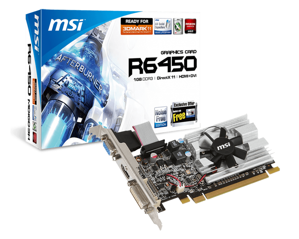 MSI VC R6450-MD1GD3/LP, ATI RADEON HD 6450, PCI EXPRESS X16 2.1, DDR3 1GB, 1 DVI, 1 D-SUB, 1 HDMI