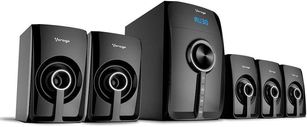 Vorago SPB-500 Bocinas Home Theater, Sistema de Audio 5.1, Bluetooth, Conectores 3.5mm, SD y RCA, Subwoofer 20W, 5 Altavoces 8W