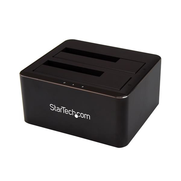 Docking Station USB 3.0, 2 Bahías SATA 2.5/3.5" para SSD o Disco Duro, Negro