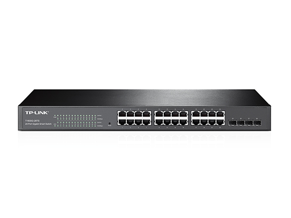 TP-LINK  T1600G-28TS   Smart Switch Web Inteligente de 24 Puertos Gigabit L2, 24 Puertos RJ45 de 10/100/1000Mbps, 4 ranuras combo SFP que soportan mÃ³dulos MiniGBIC,