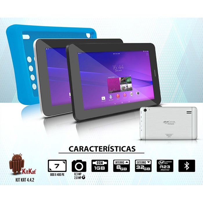 TABLET ACTECK AIKUN BLANCA 7" BLUETOOTH DUALCAM 1GB-8GB FUNDA MVTA-026