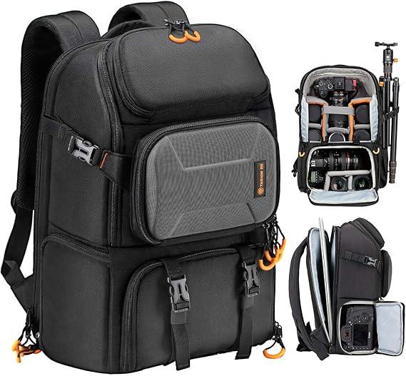 TARION Pro - Mochila grande para cámara de senderismo con compartimento para computadora portátil, impermeable, para cámara DSLR