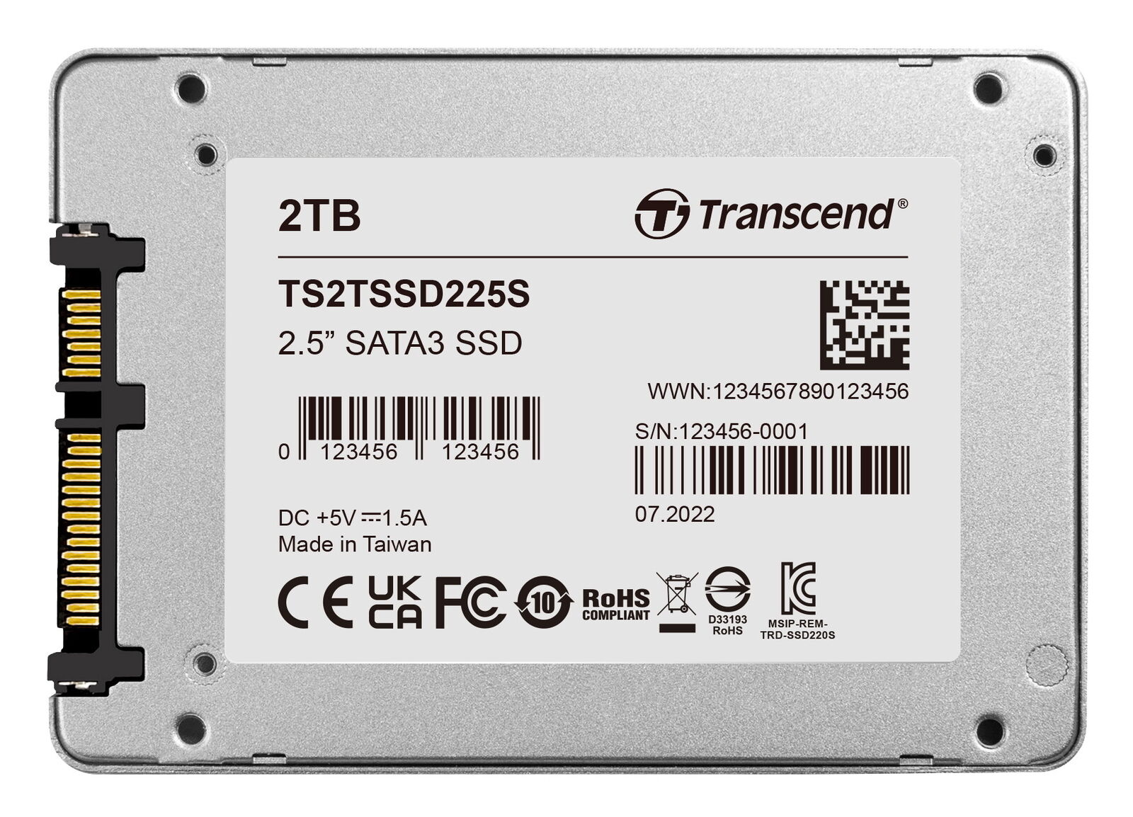 Disco de estado sólido Transcend SSD225S SATA 6Gb/s 2,5 pulgadas SSD de 2 TB