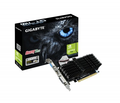 GIGABYTE VC GV-N710SL-2GL, GEFORCE GT 710, 2GB DDR3, PCI-E 2.0, DVI-D, D-SUB, HDMI, MAX RESOLUTION 4096 X 2160, MULTIVIEW X 2