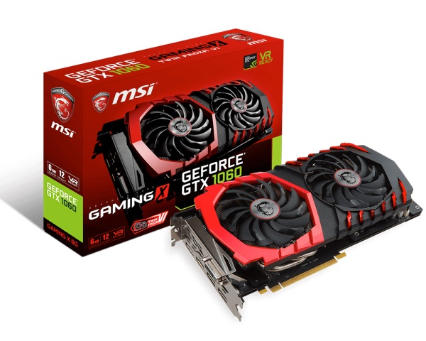 MSI VC GTX 1060 GAMING X 6G, NVIDIA GEFORCE GTX 1060, PCI EXPRESS X16 3.0, GDDR5 6GB, DISPLAY PORT X 3, HDMI X 1, DL-DVI-D X 1, MAX REESOLUTION 7680 X 4320