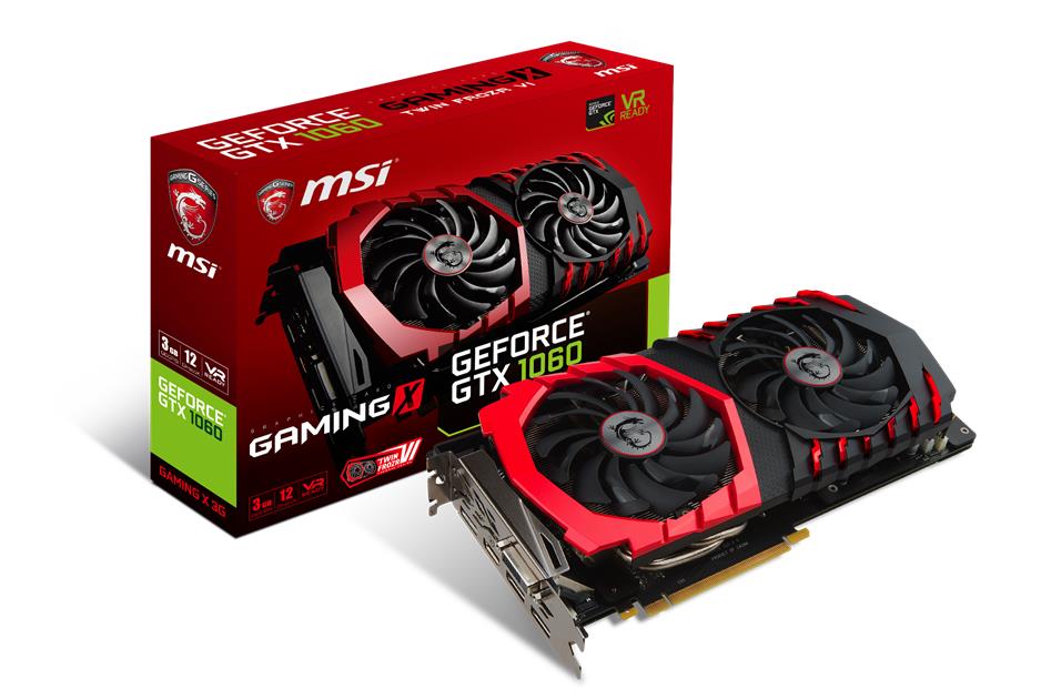 MSI VC GTX 1060 GAMING X 3G, NVIDIA GEFORCE GTX 1060, PCI EXPRESS X16 3.0, GDDR5 3GB, DISPLAY PORT X 3, HDMI, DL-DVI-D, MAX RESOLUTION 7680 X 4320