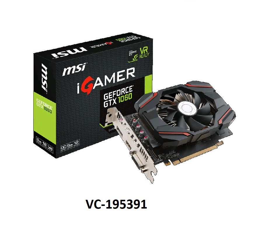 MSI VC GTX 1060 IGAMER NVIDIA GeForce GTX 1060 GDDR5 6GB 192Bit PCIE 3.0  Display Port / HDMI / DL-DVI-D  120Watts Directx 12 Fansink