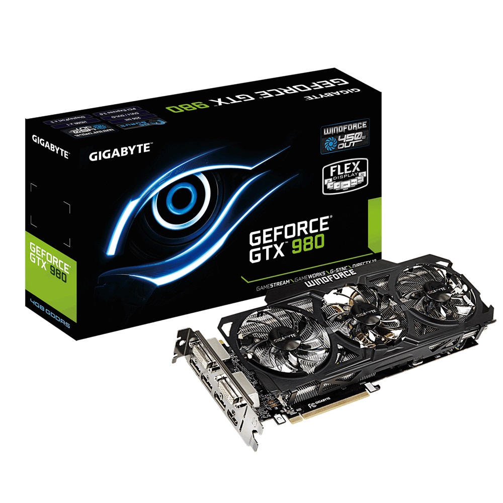 GIGABYTE VC GV-N980OC-4GD, GEFORCE GTX 980, PCI-E 3.0, GDDR5 4GB, DIRECTX 12, OPENGL 4.4, MAX RES DIGTAL 4096 X 2160, ANALOG 2048 X 1536, MULTI VIEW SUPPORT 4