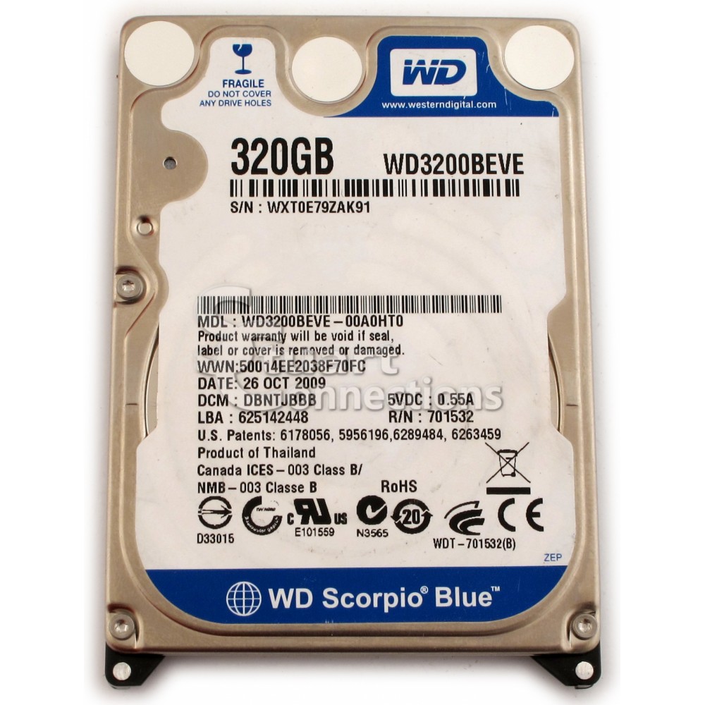 WD3200BEVE DISCO DURO PARA LAPTOP 2.5inch 320GB IDE/PATA 5400RPM 8MB