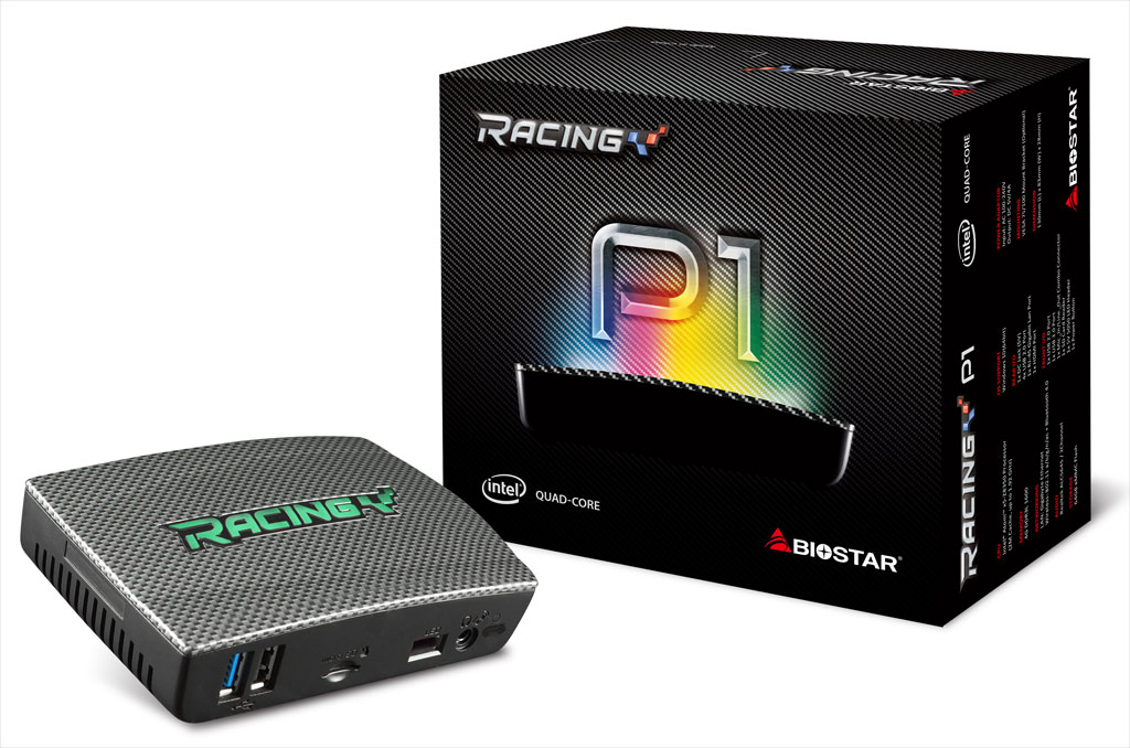 MINI PC BIOSTAR RACING P1 QUAD CORE Z8350 1.92GHZ/4GB RAM/64GB EMMC /1XUSB 3.0/HDMI/WIFIBLUETOOTH/SOPORTA W10