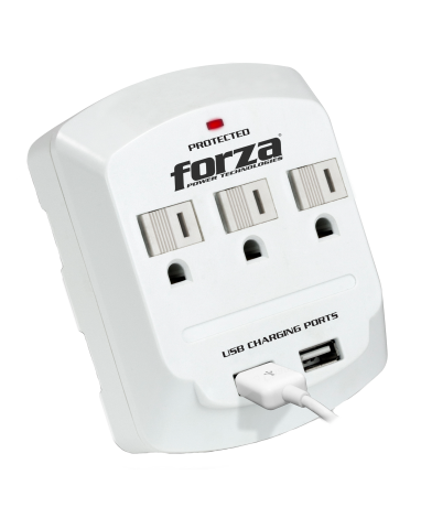 FORZA UP FWT-730USB Tomacorriente y supresor de sobretensiÃ³n de 3 salidas corriente - Dos puertos USB para carga