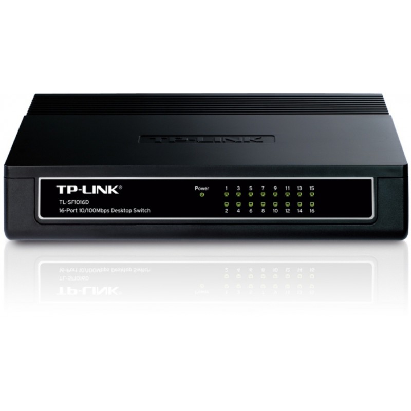 TP-LINK NP TL-SF1016DS SWITCH DE 16 PUERTOS FAST ETHERNET, 16 PUERTOS RJ45 DE 10/100M, CUBIERTA DE ACERO DE 13 PULGADAS. SOPORTE PARA RACK